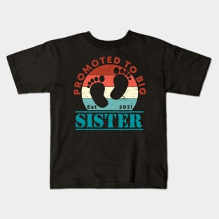 Vintage Promoted to Big Sister 2021 new Sister gift Big Sister Kids T-Shirt